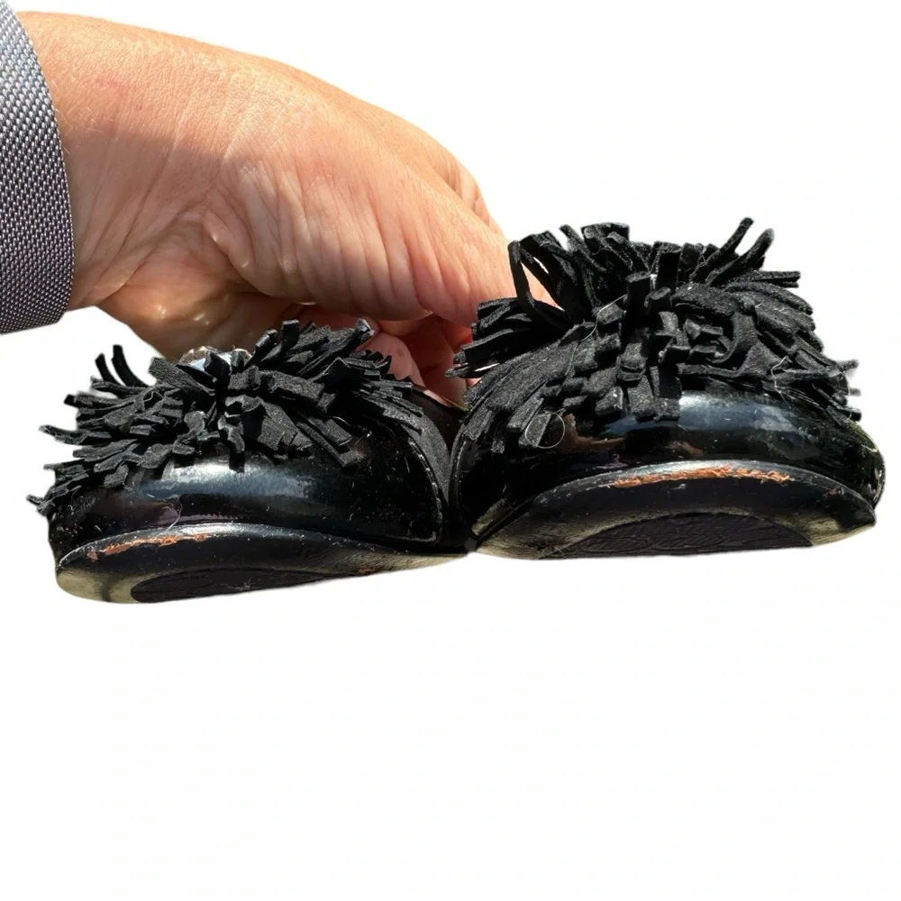 Coach Black Nubuck Flower Medallion Ballet Flat Size 7 EUC